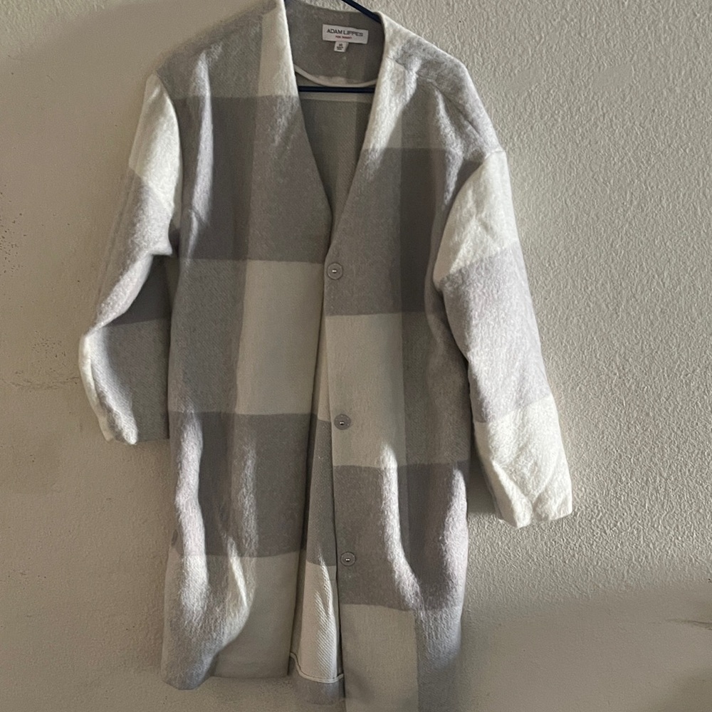 Adam Lippes For Target Gray and Cream Plaid Pea Coat